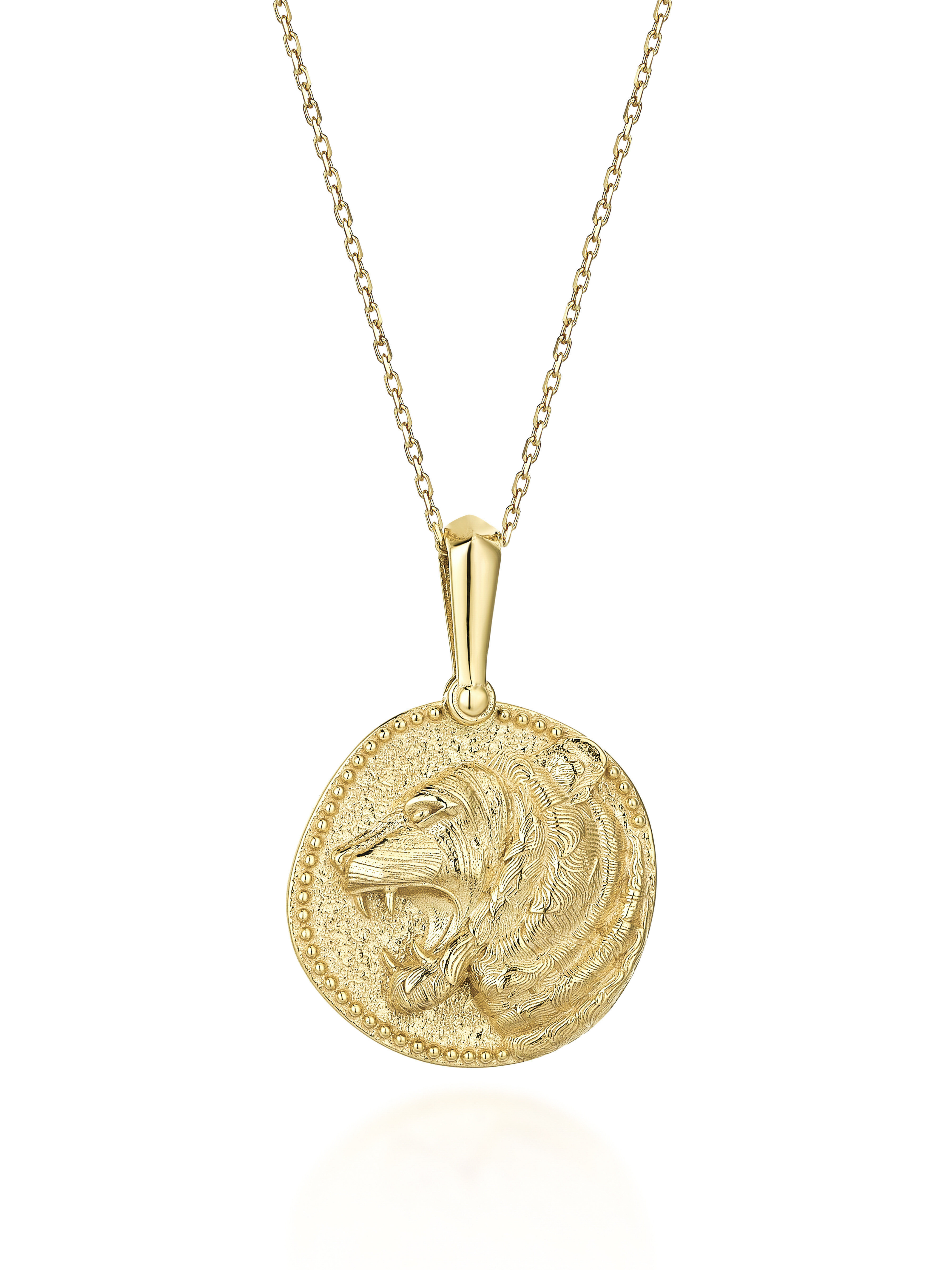 14 Ayar Altın Kaplan Madalyon Kolye