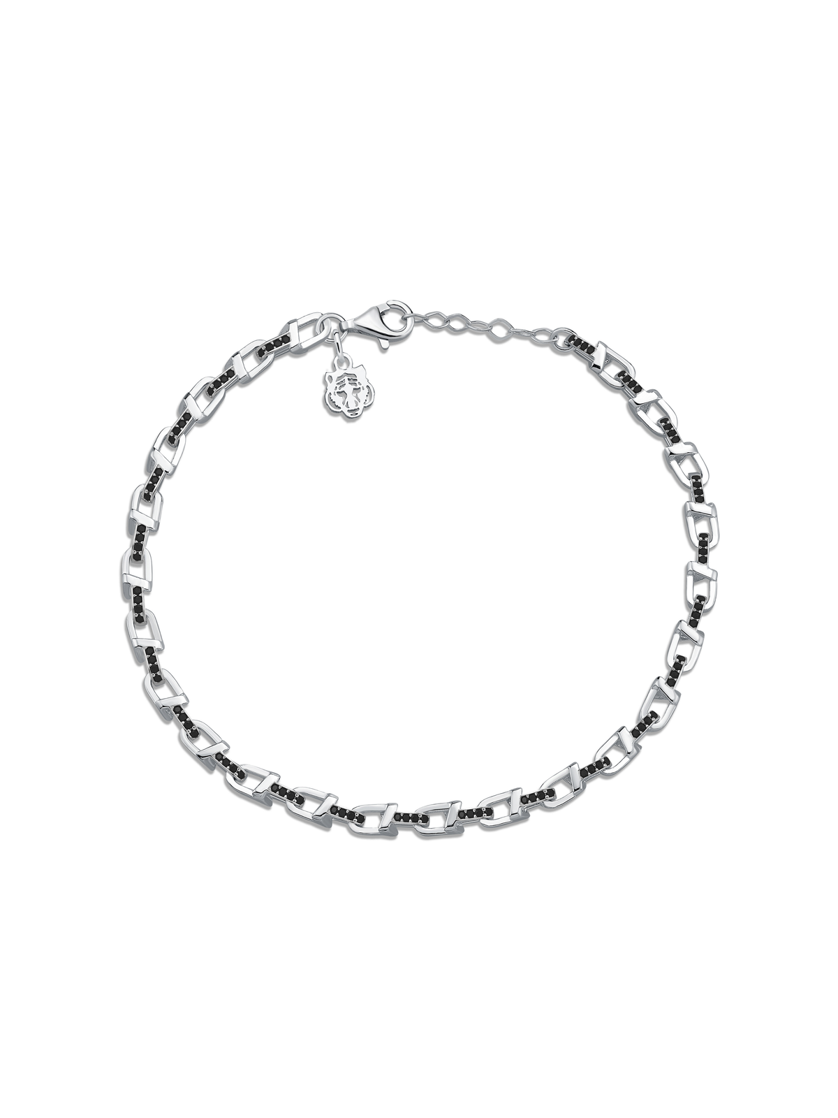 Gümüş Kaplan Charm Taşlı Shard Bileklik