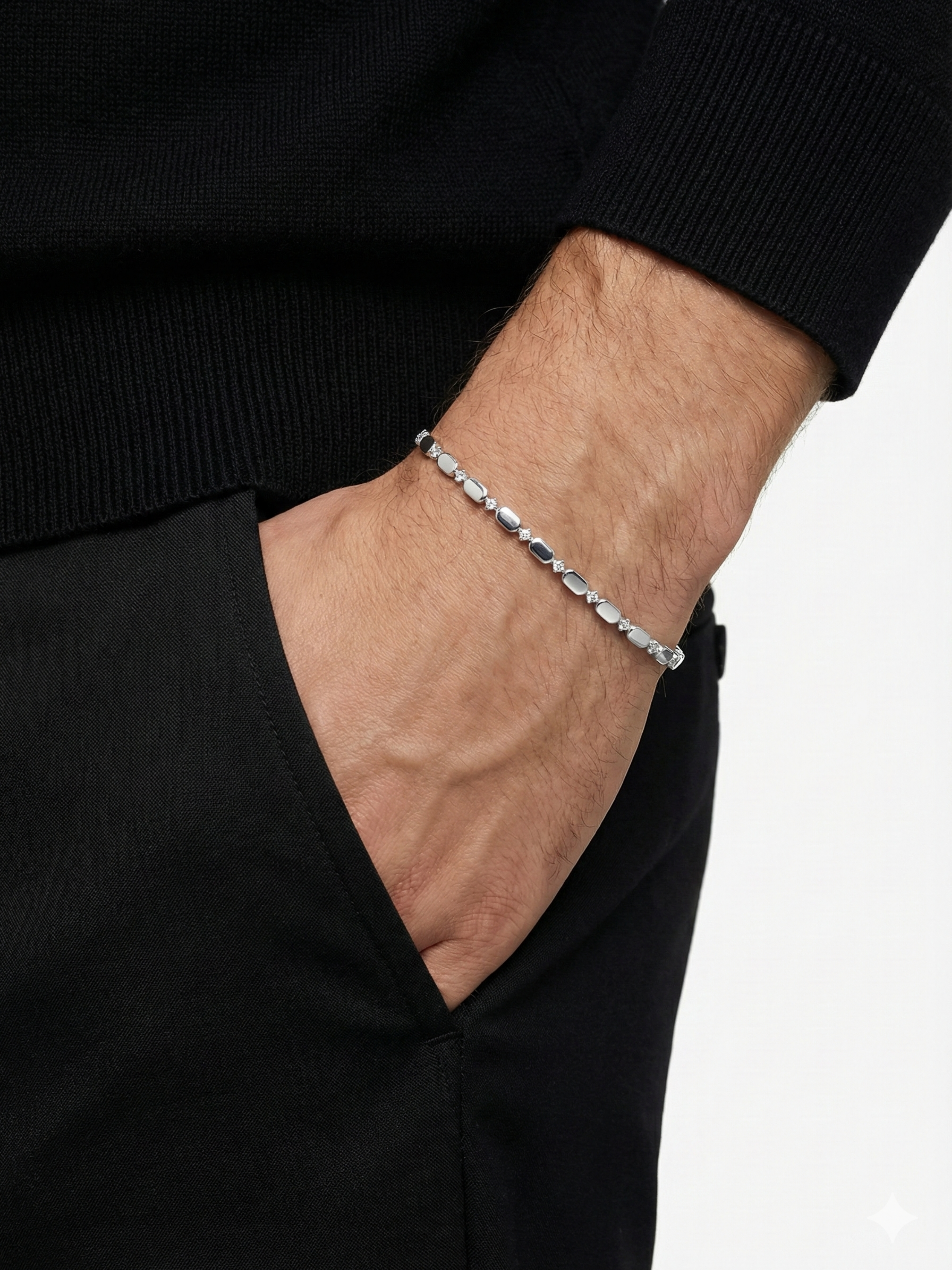 Gümüş Kaplan Charm Beyaz Tribe Bileklik