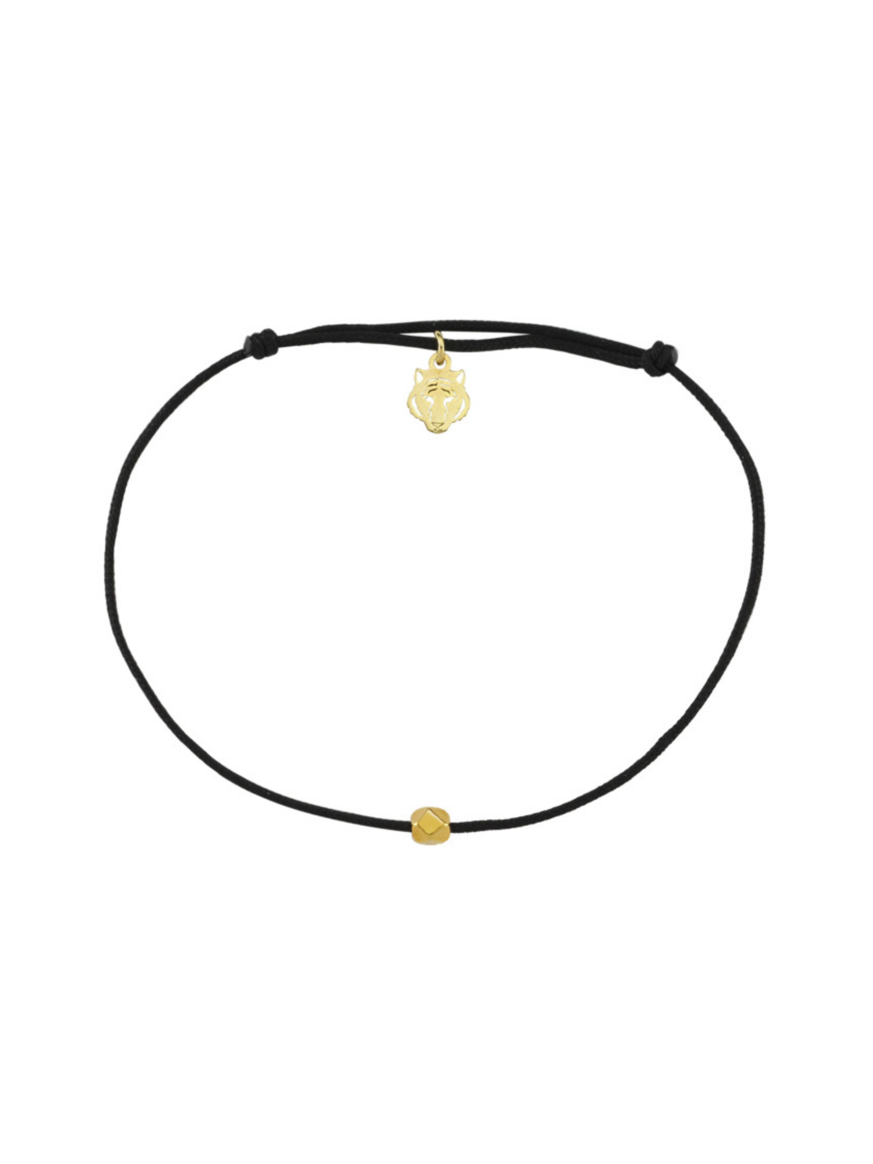 Gold Plated Silver Black Rope Bracelet