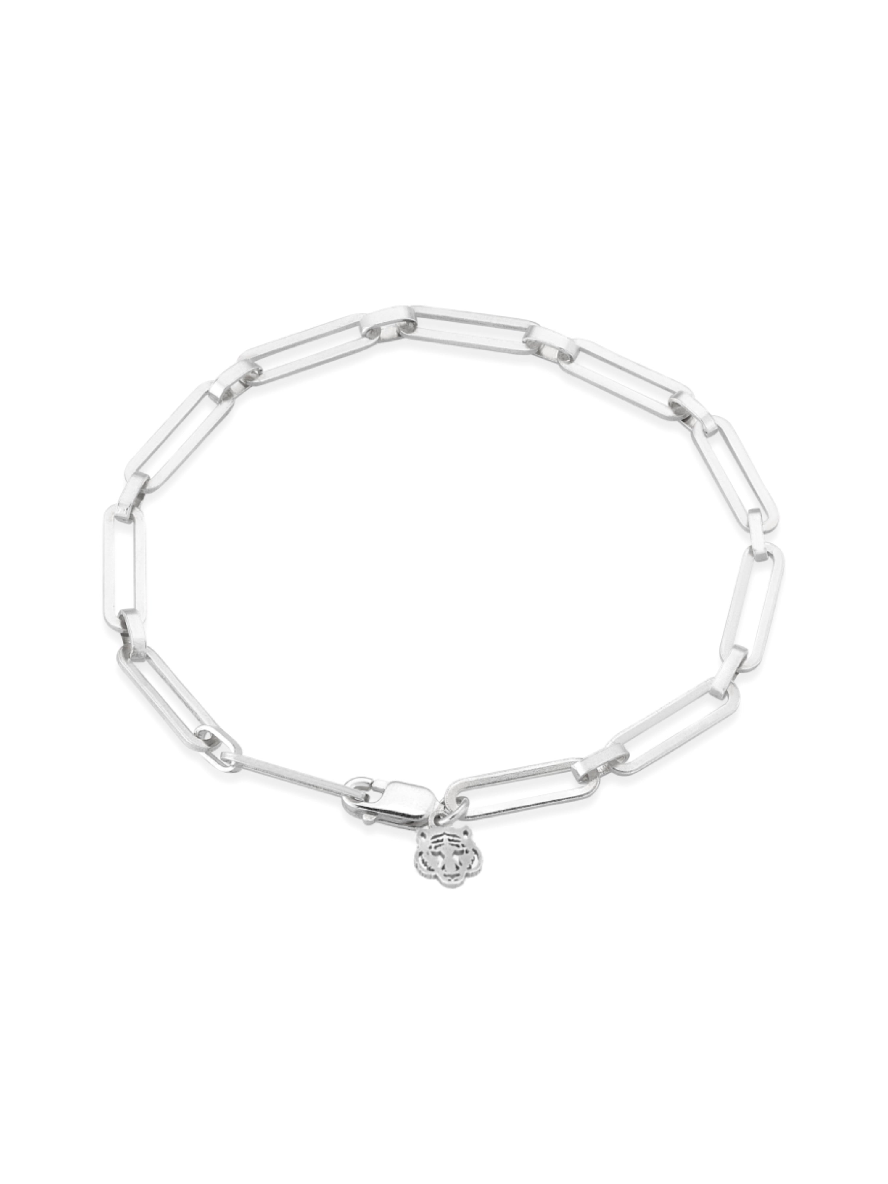 Gümüş Kaplan Charm Geometrik Zincir Bileklik