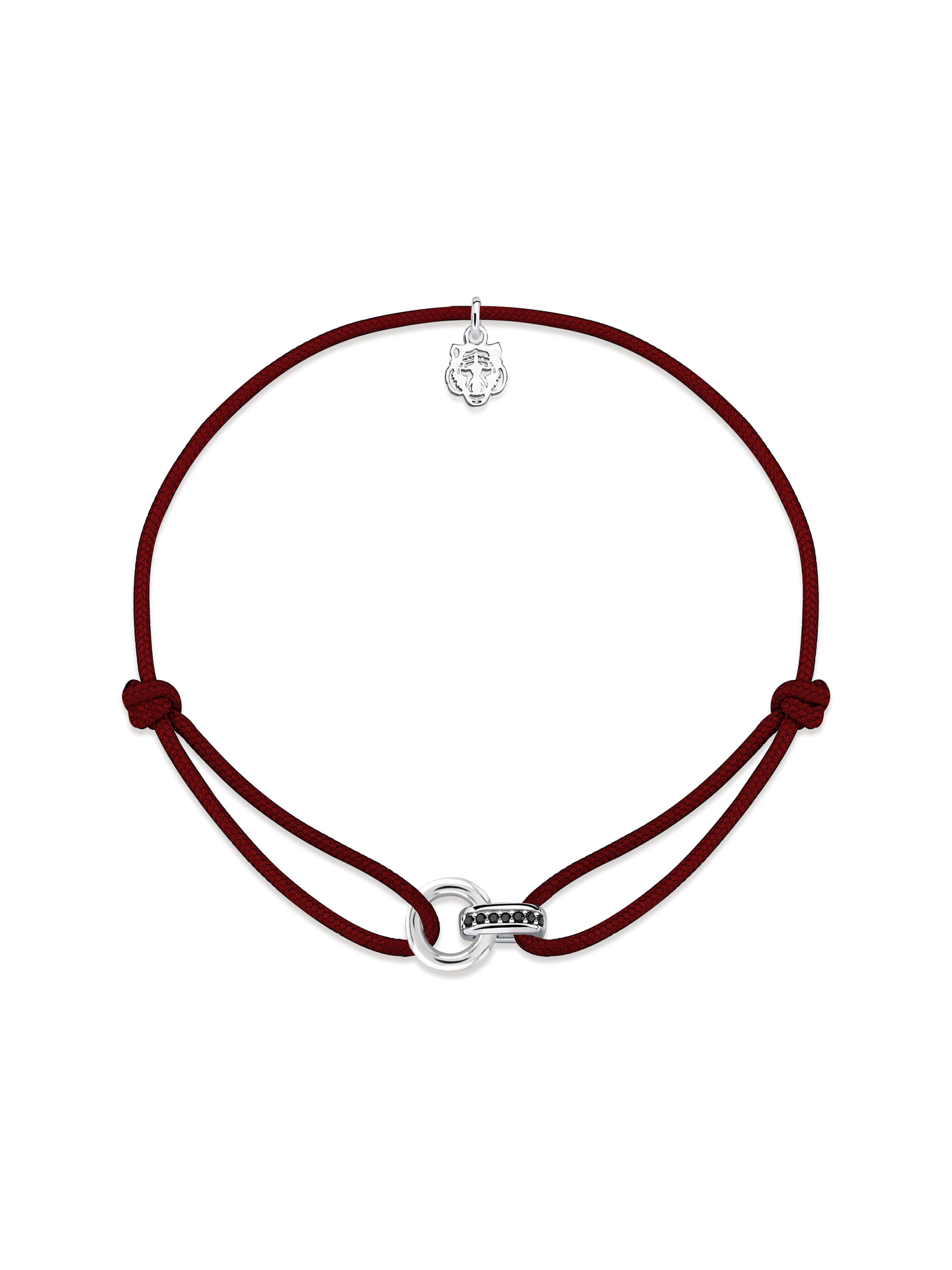Linker Taşlı Bordo İp Bileklik