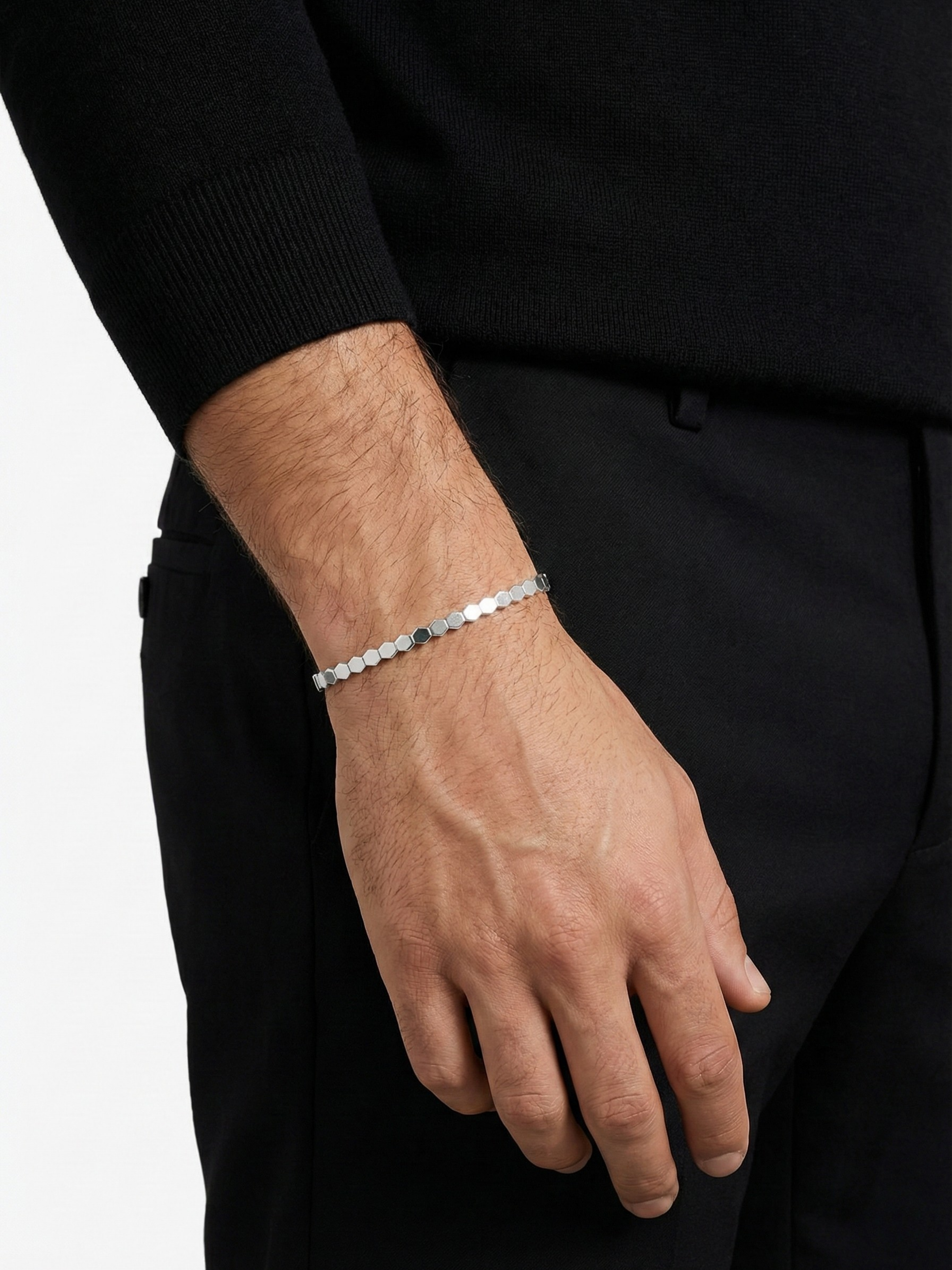 Gümüş Kaplan Charm Hexagon Bileklik