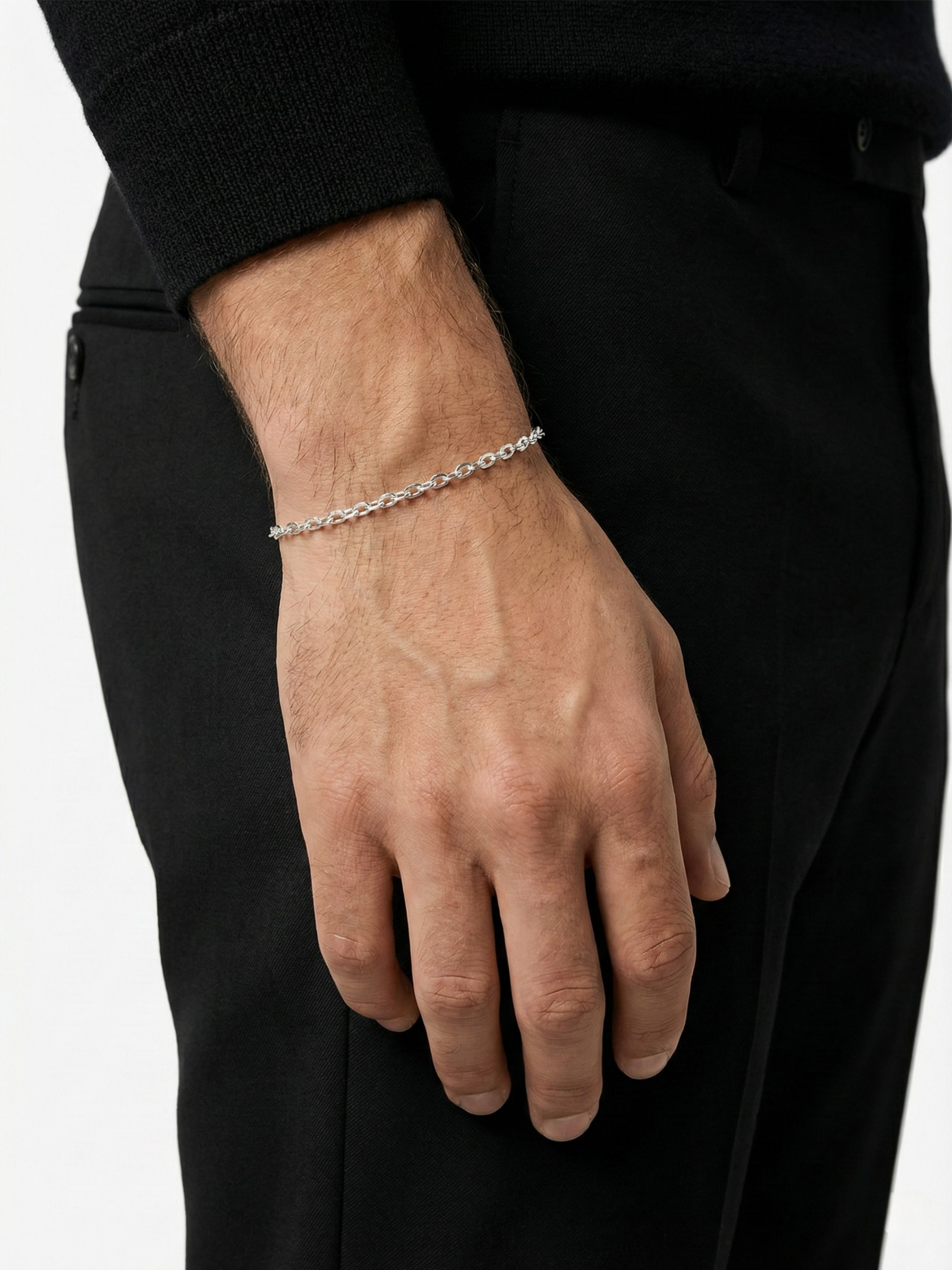 Gümüş Kaplan Charm Palm Zincir Bileklik