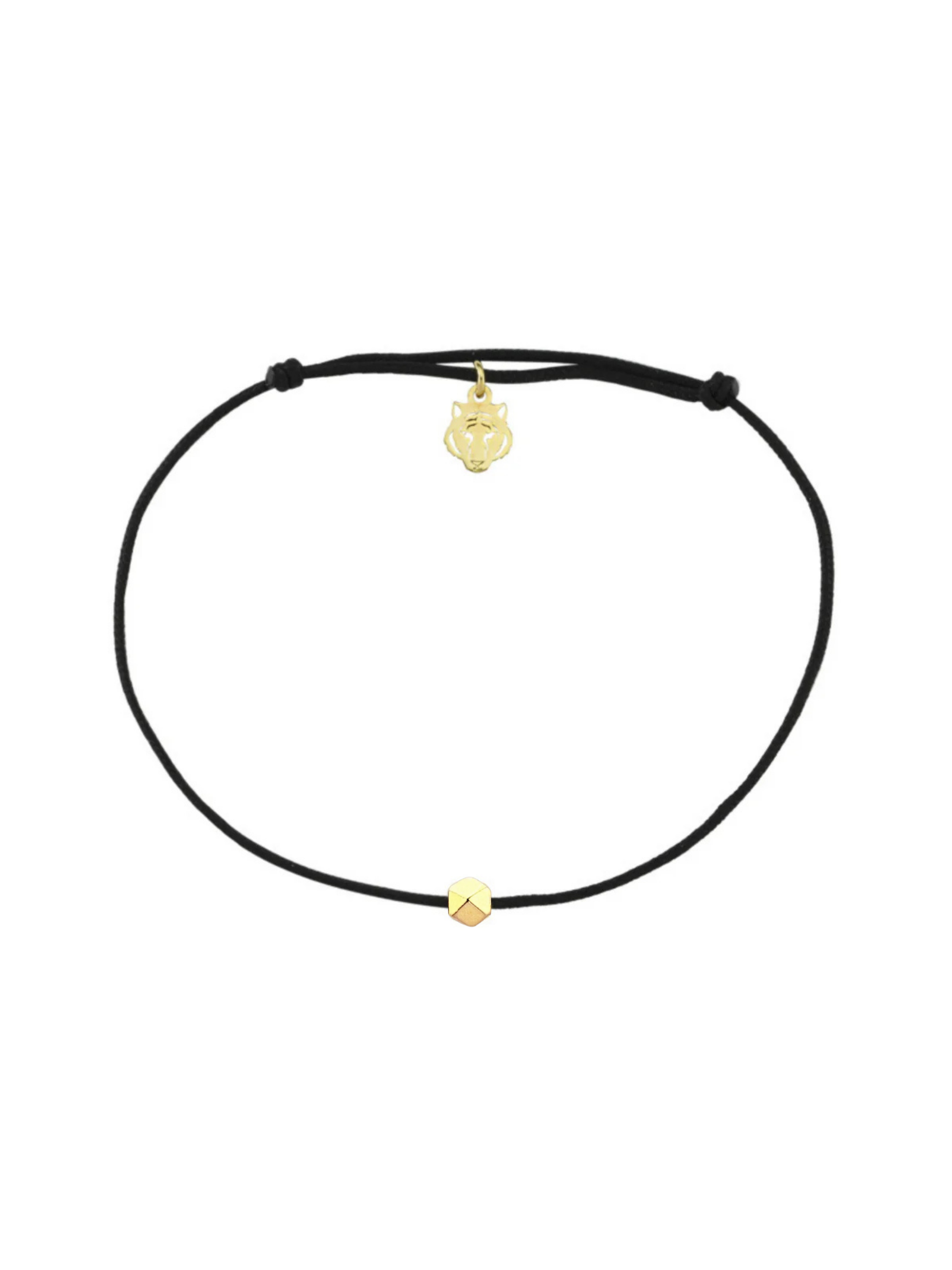 Gold Plated Silver Black Rope Bracelet