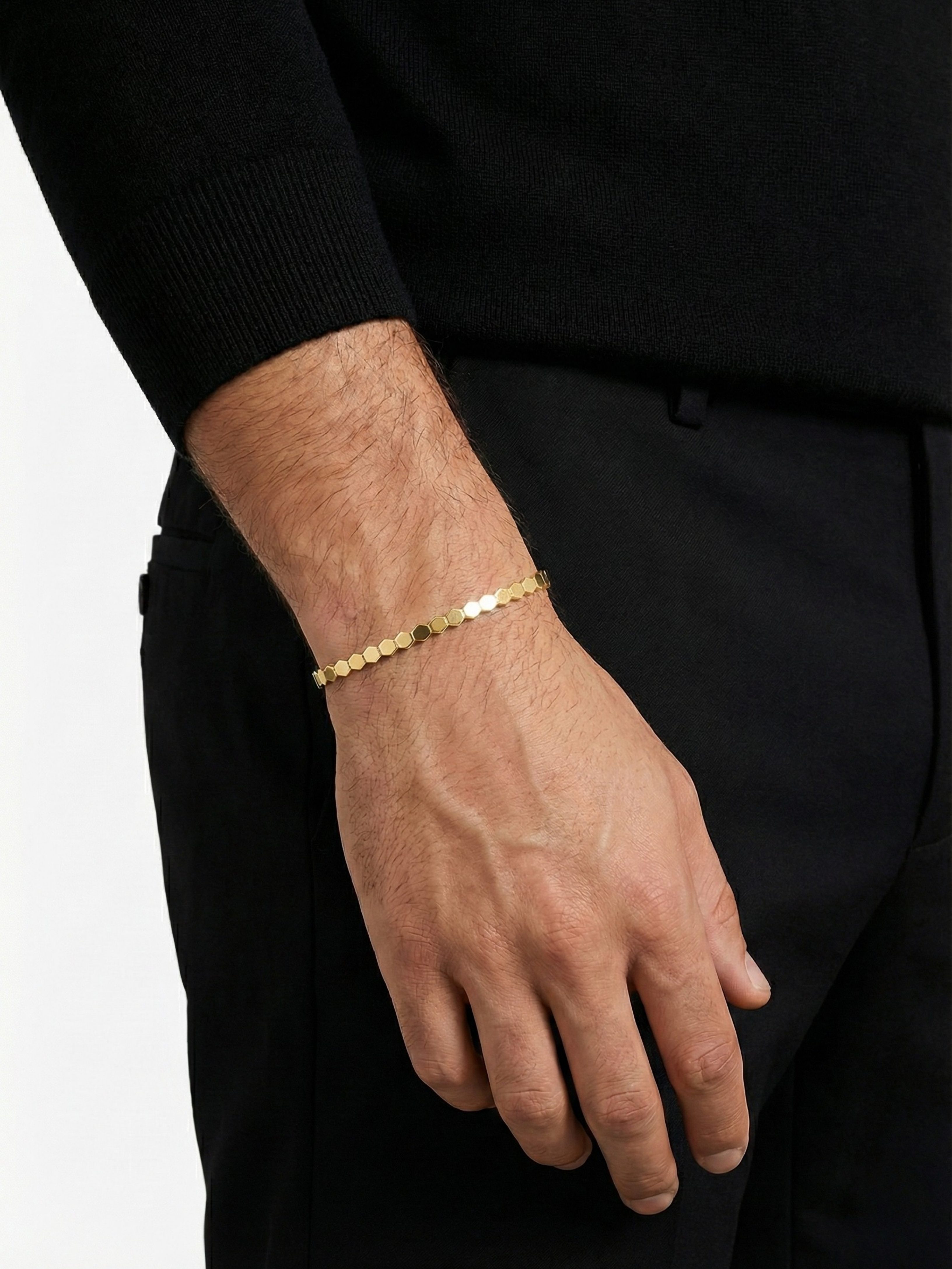 Altın Kaplama Kaplan Charm Hexagon Bileklik