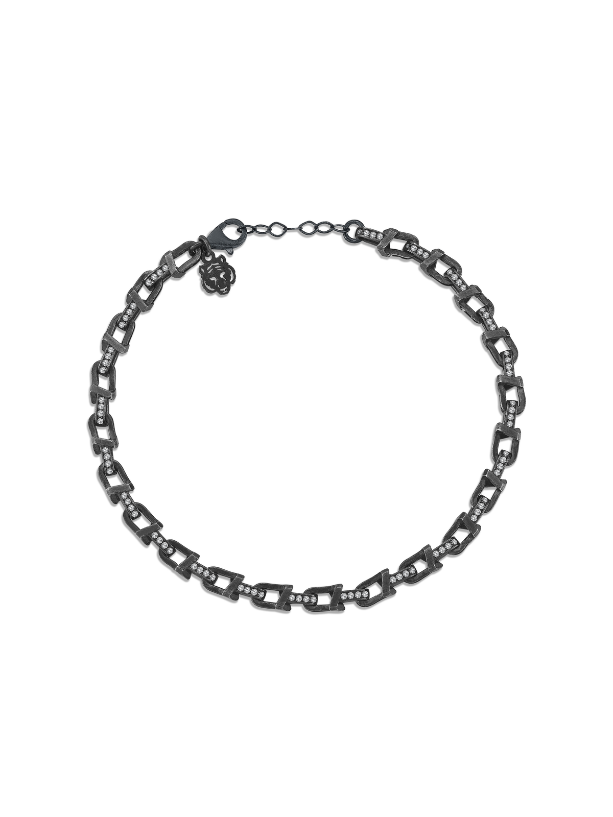 Gümüş Oksit Kaplan Charm Taşlı Shard Bileklik
