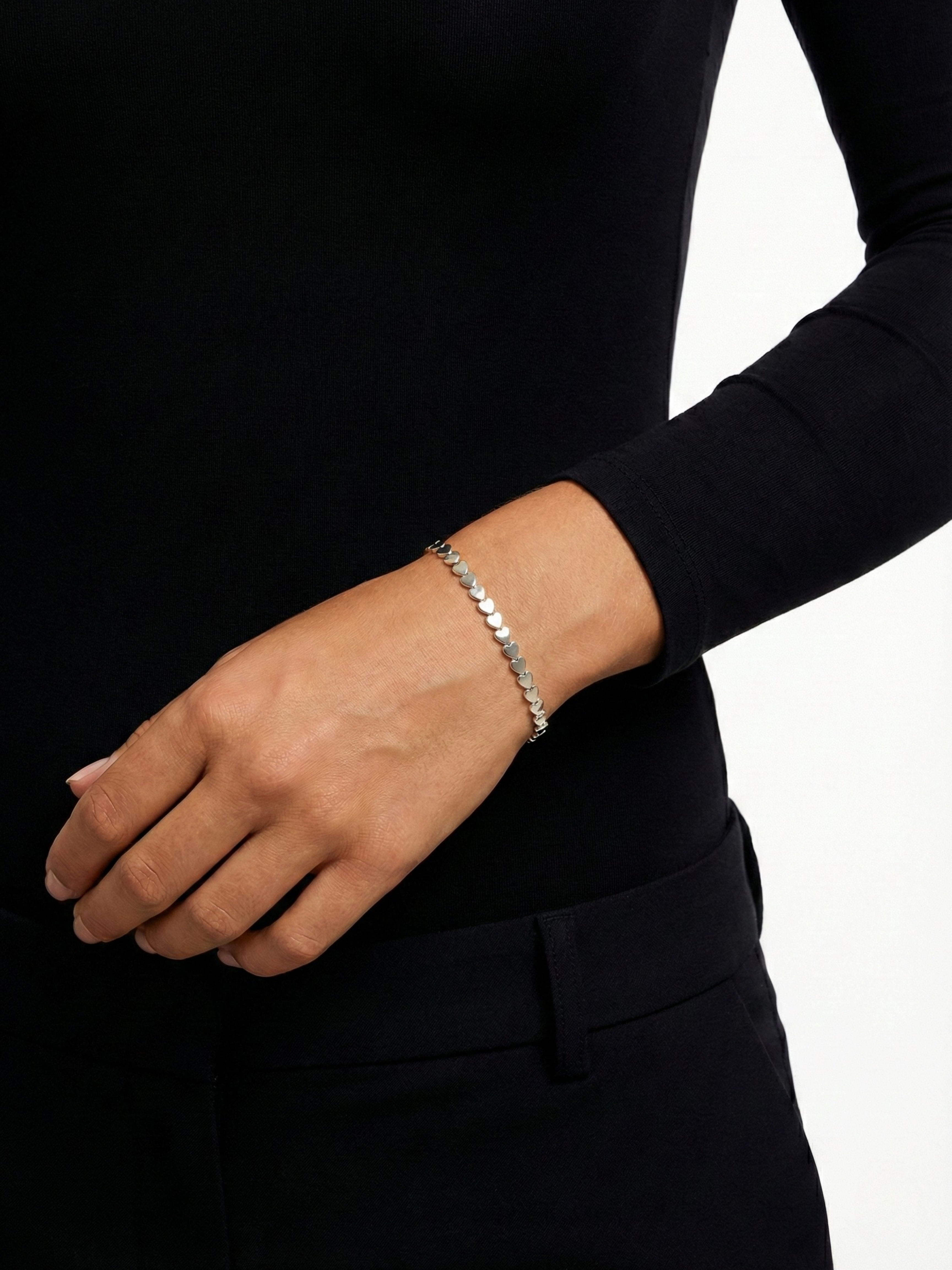 Gümüş Kaplan Charm Heart Bileklik