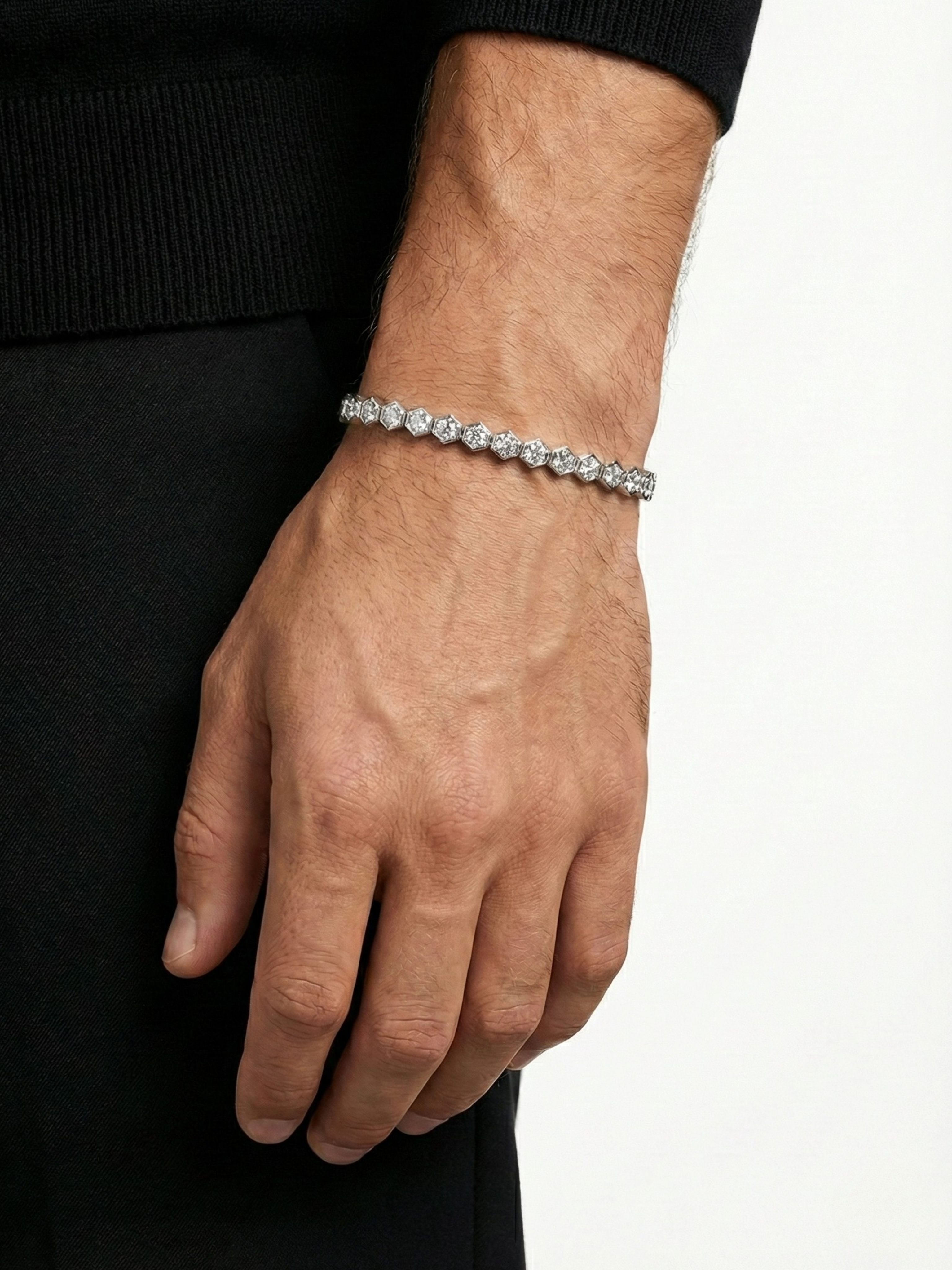 Gümüş Kaplan Charm Beyaz Roadway Bileklik